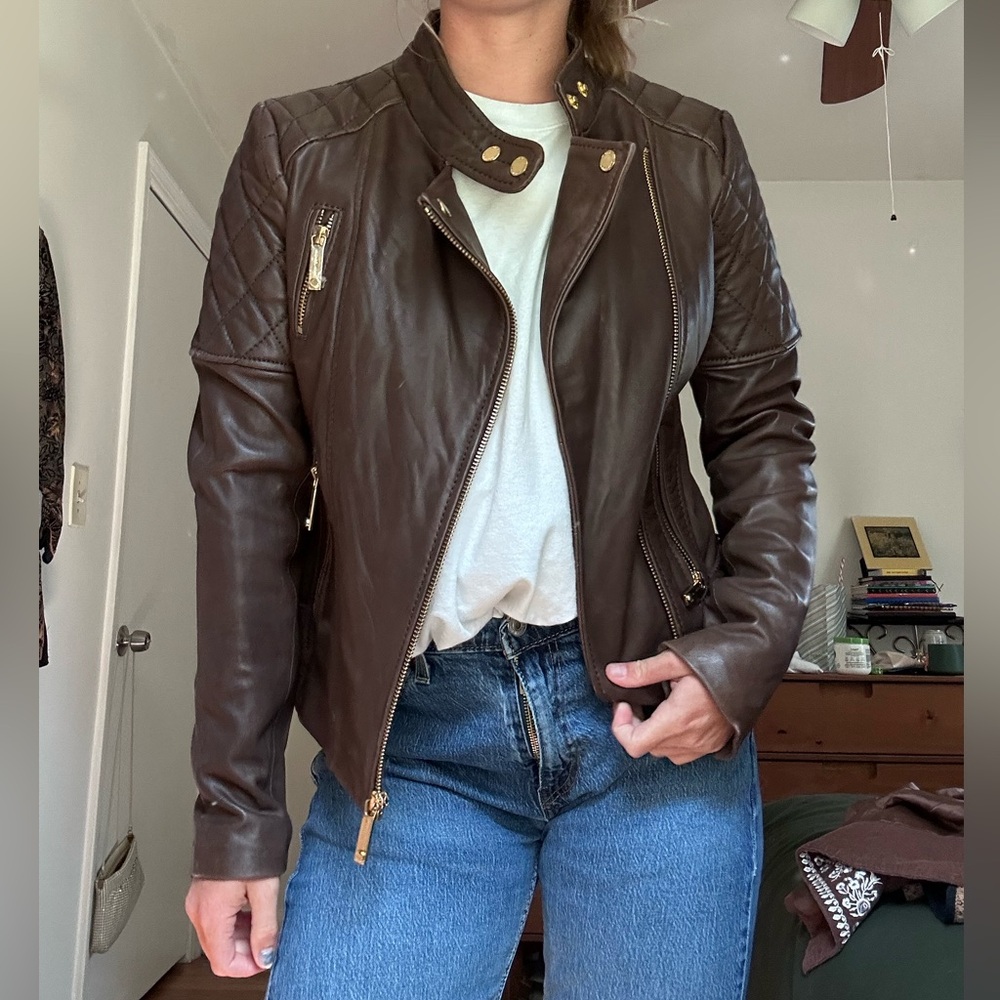 MICHAEL Michael Kohrs  Brown Leather Jacket